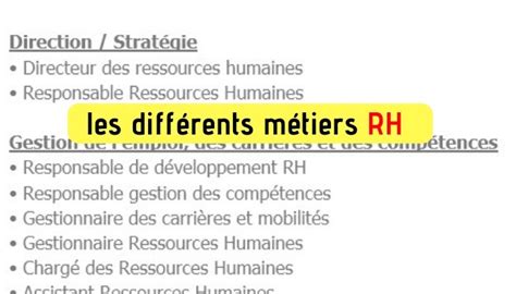 liste des métiers rh.